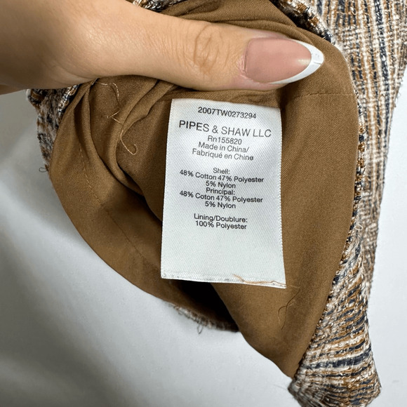 VERONICA BEARD Roman Checked Boucle Tweed Mini Skirt Light Brown womens 4 FLAWED - Picture 8 of 9